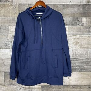 Haute Edition‎ Women's Size L Dark Blue 1/2 Zip Long Sleeve Pull Over Pockets